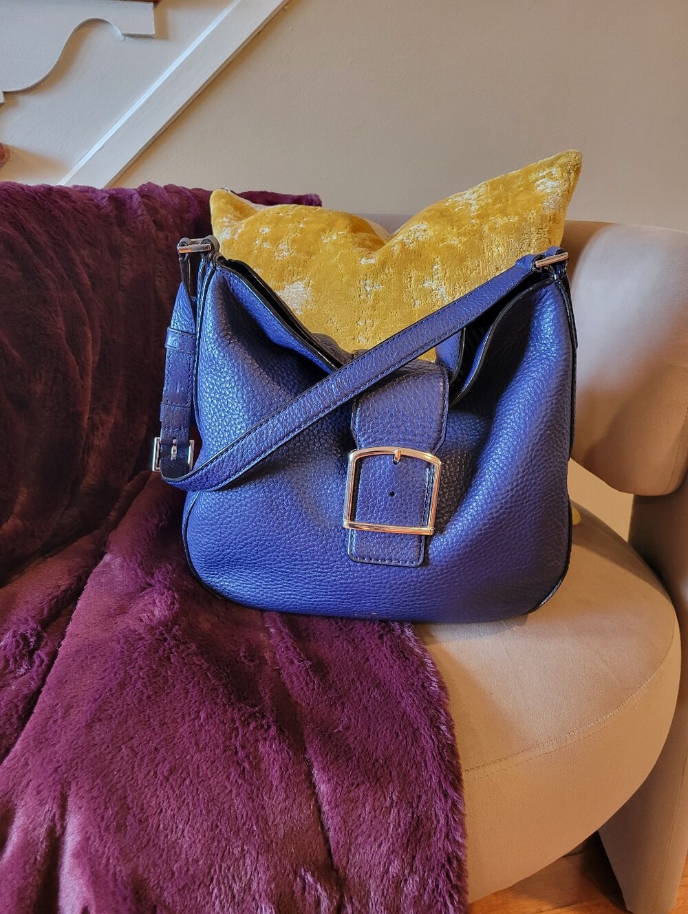 Blue Leather Shoulder Bag - Unbranded